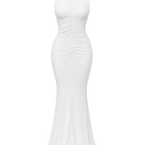 Vestido longo drapeado - Branco
