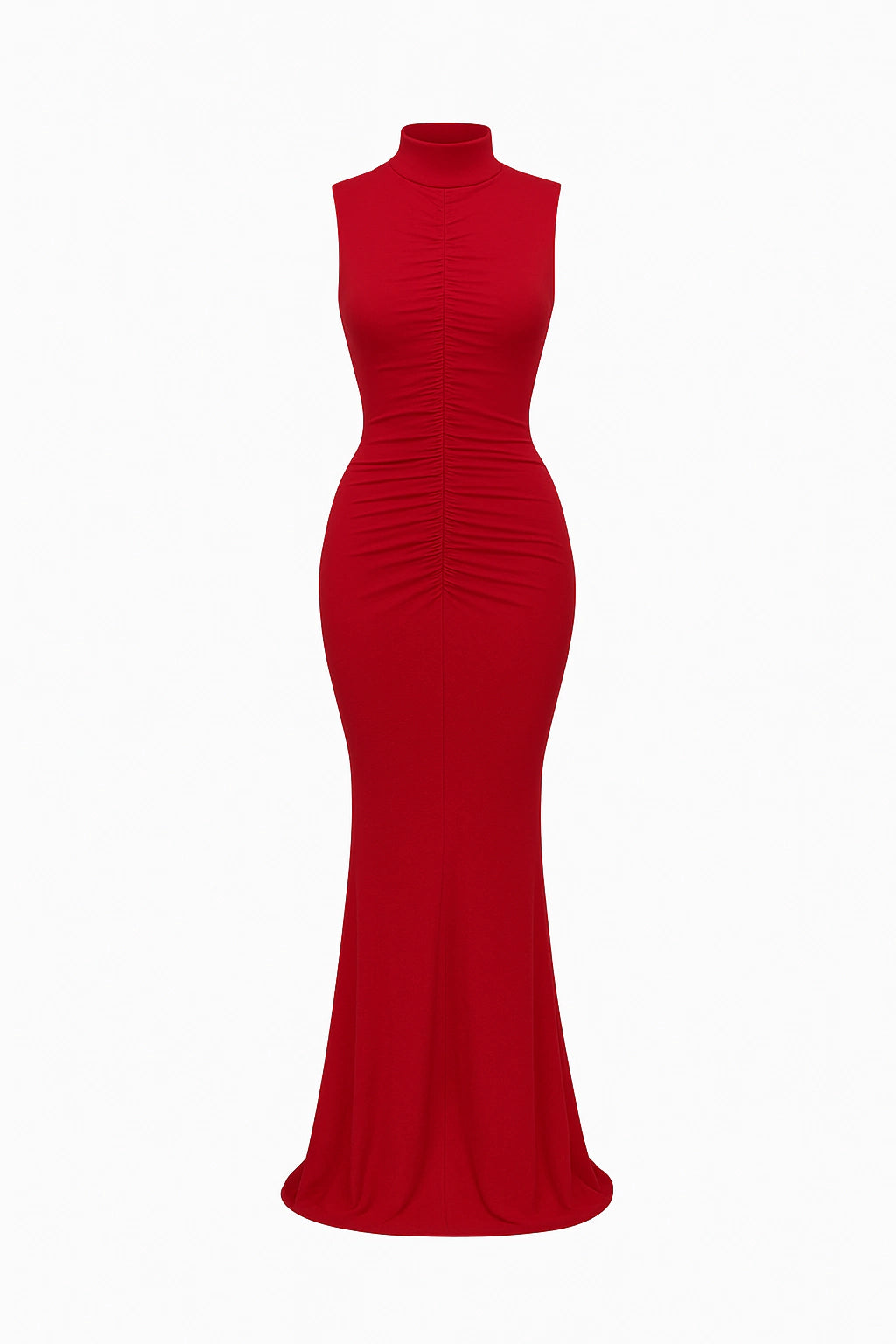 Vestido longo drapeado - Vermelho