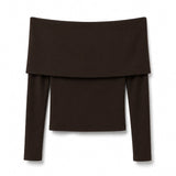 Blusa ombro a ombro - Marrom