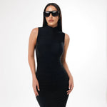 Vestido longo drapeado - Preto