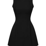 Vestido curto em alfaiataria com decote nas costas - Preto