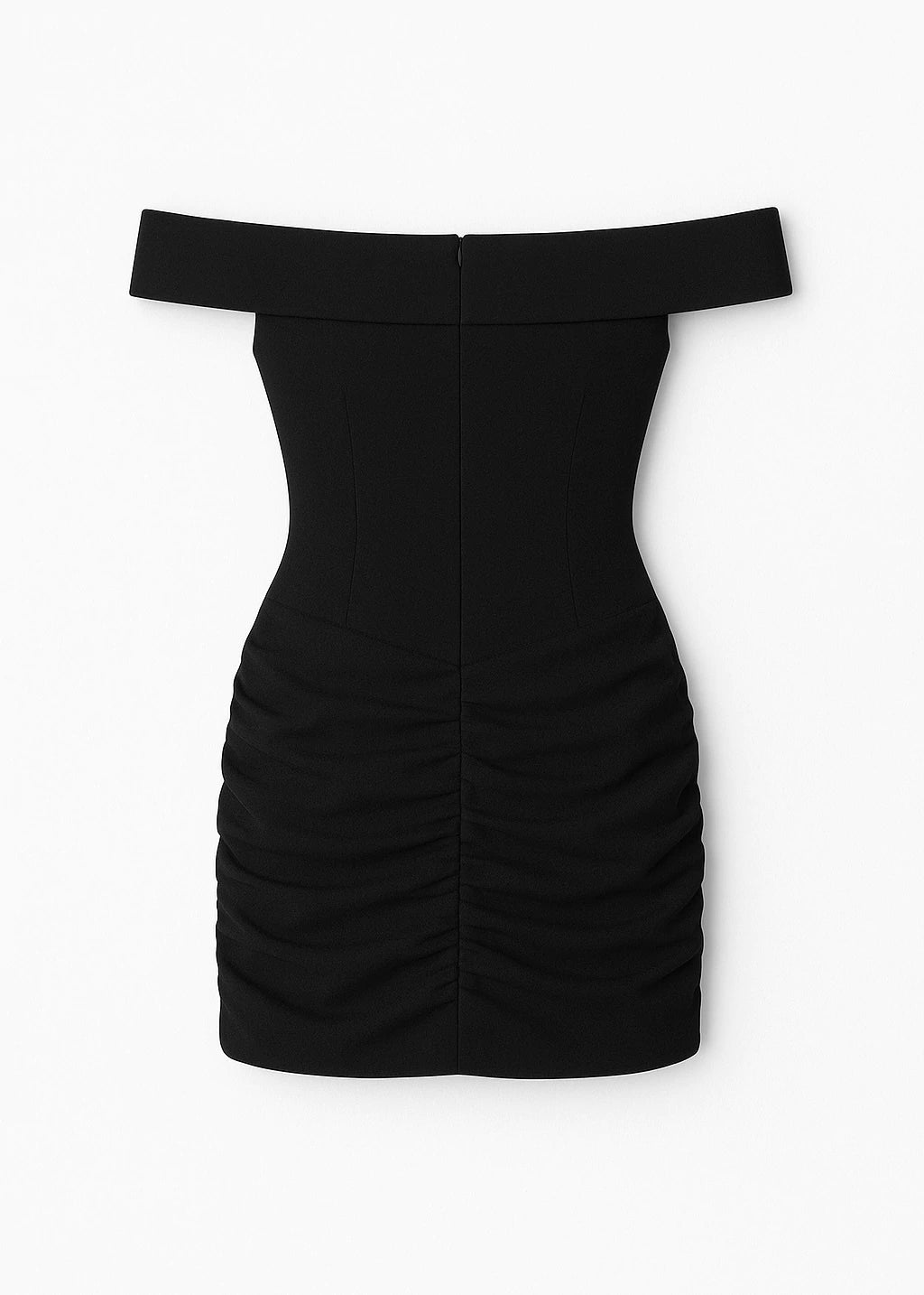 Vestido curto ombro a ombro com drapeado - Preto