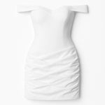 Vestido curto ombro a ombro com drapeado - Branco