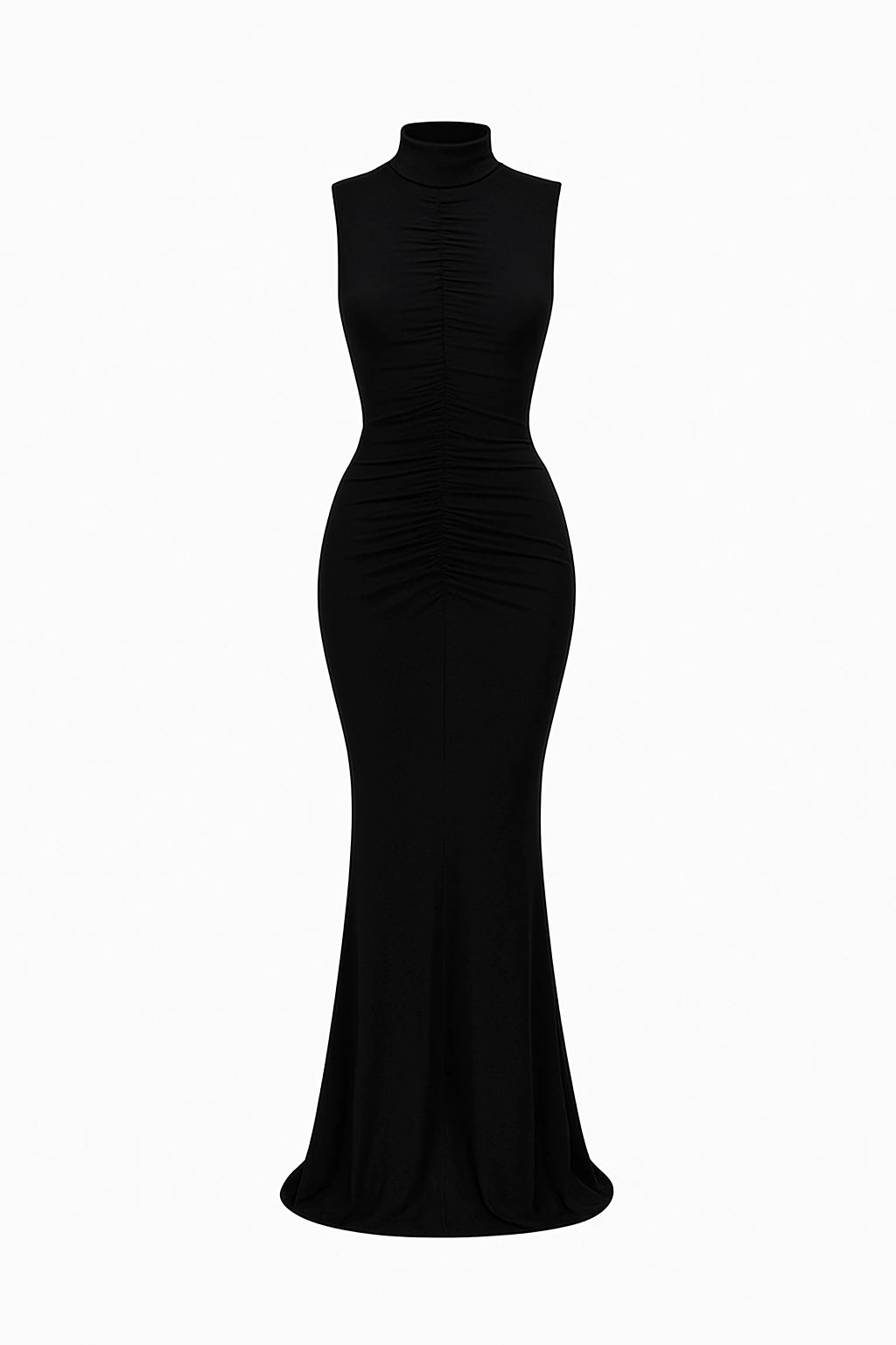 Vestido longo drapeado - Preto