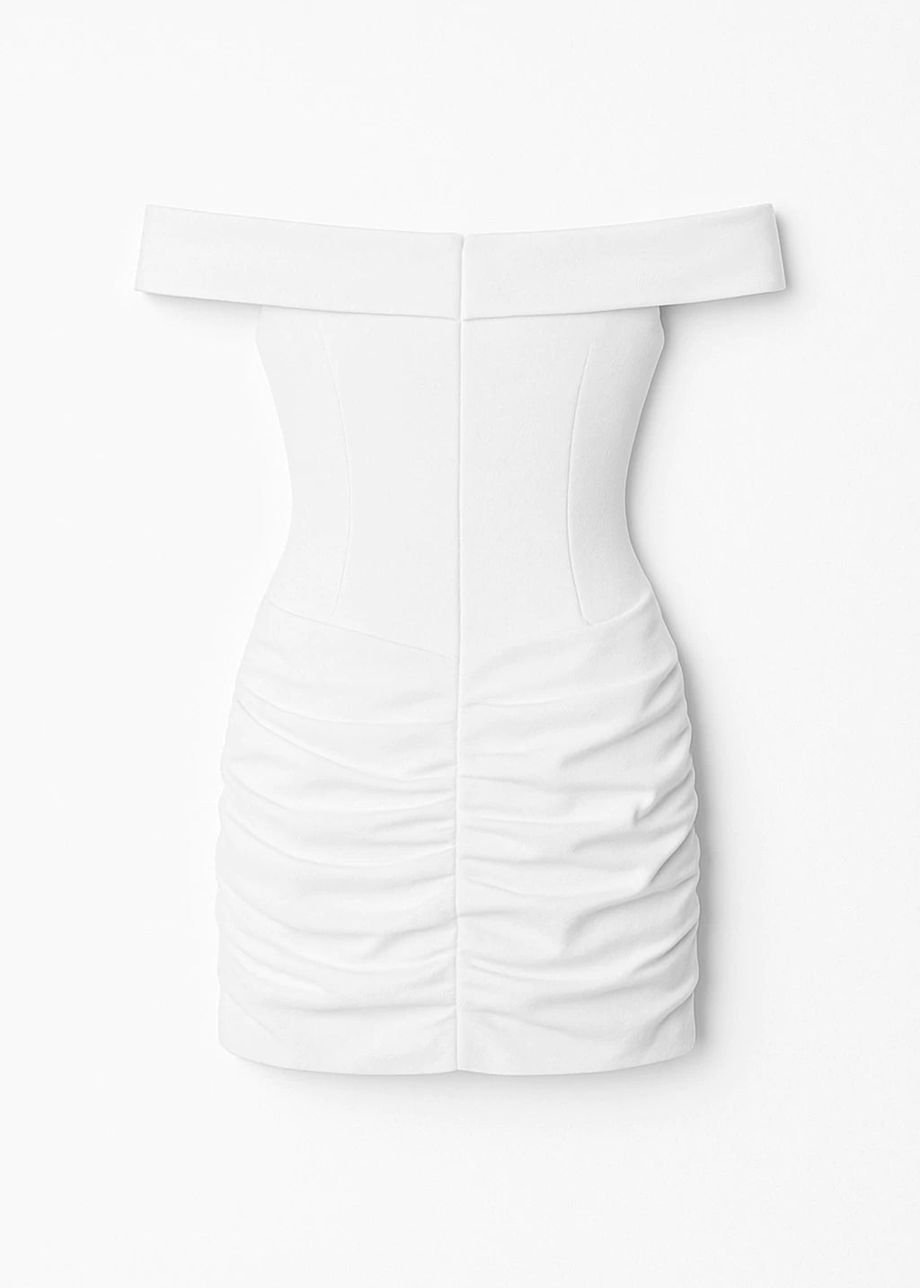 Vestido curto ombro a ombro com drapeado - Branco