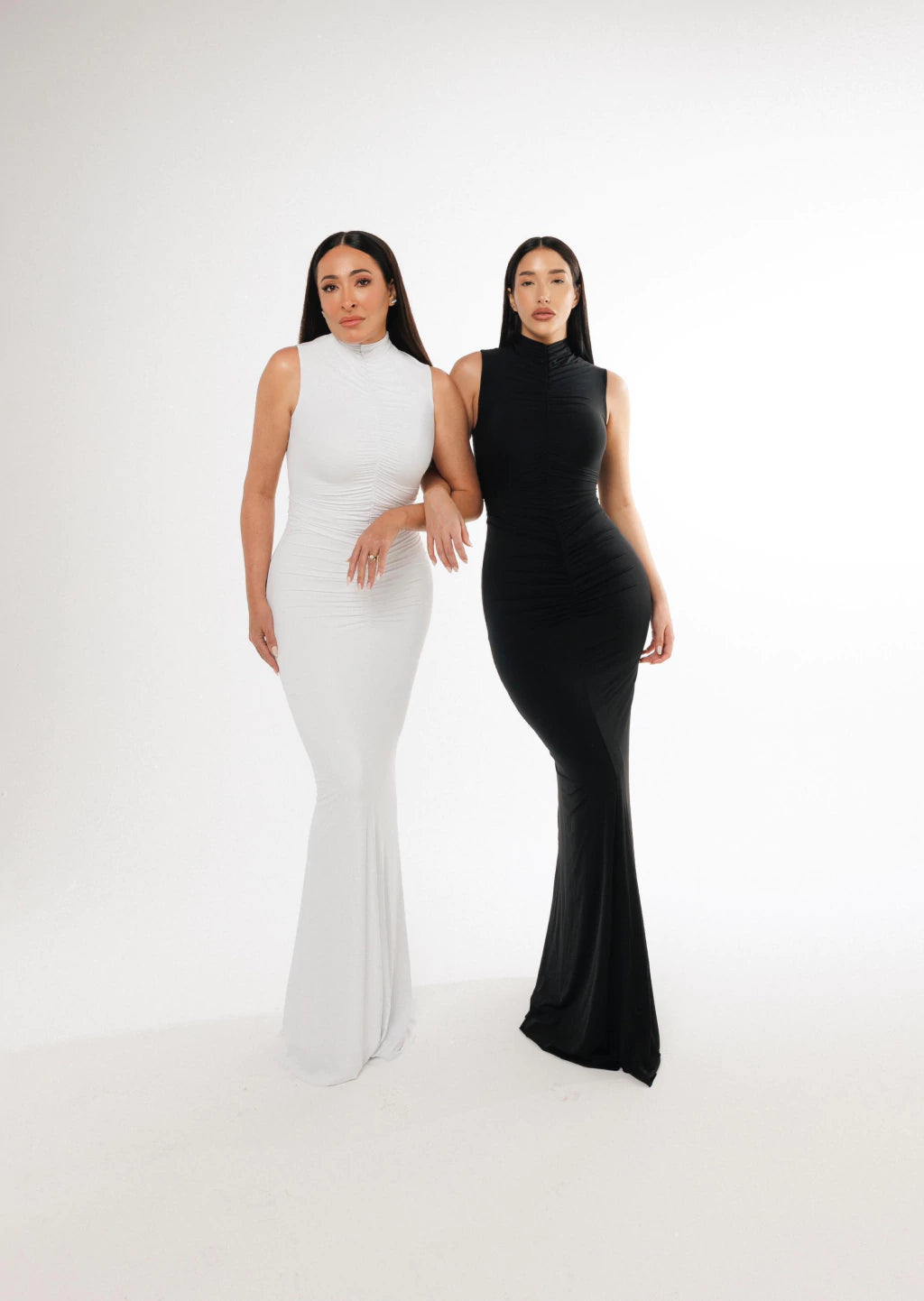 Vestido longo drapeado - Branco
