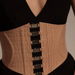 Cinto corset 100% couro - Nude Croco