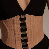 Cinto corset 100% couro - Nude Croco