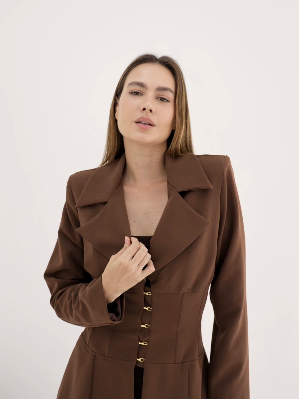 Blazer Acinturado - Marrom
