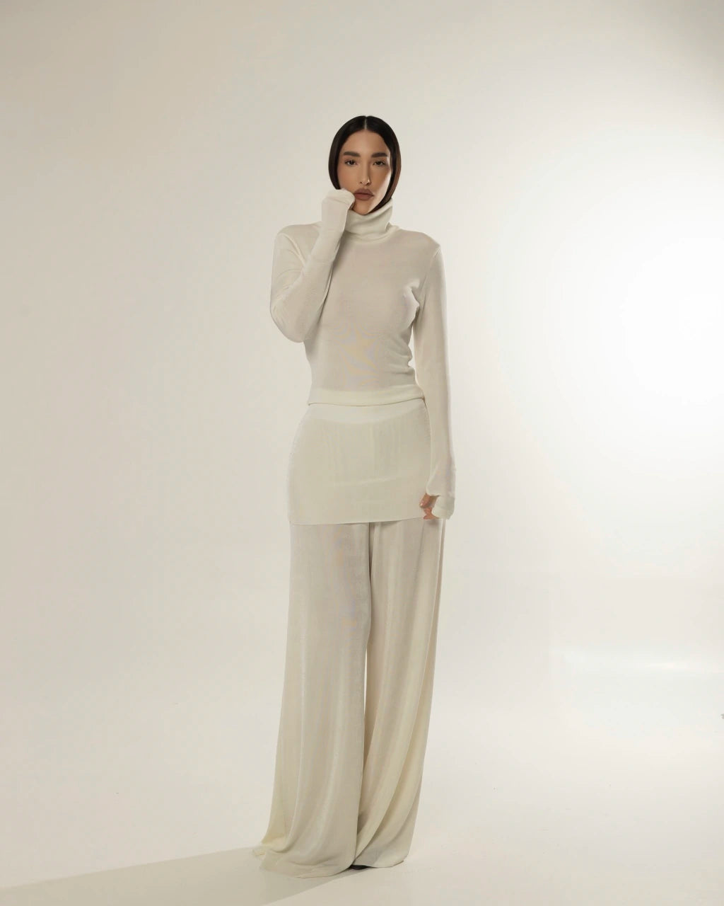 Calça com saia sobreposta - Off White