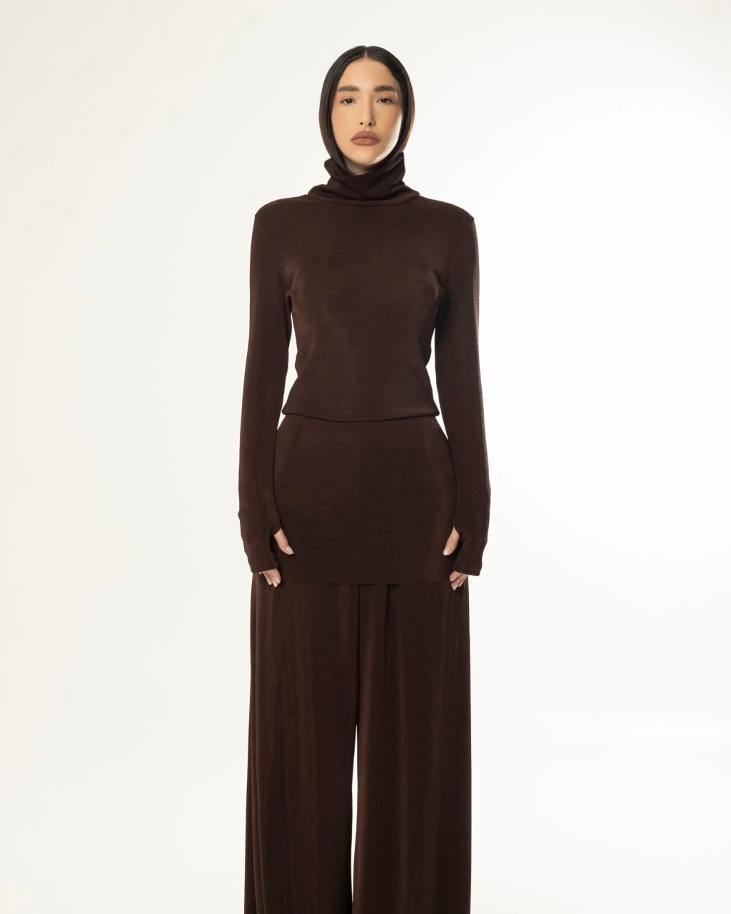 Blusa gola alta - Marrom