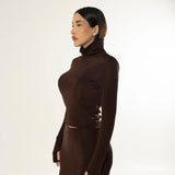 Blusa gola alta - Marrom