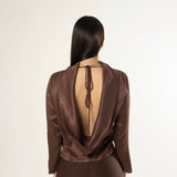 Blusa de costas abertas - Marrom