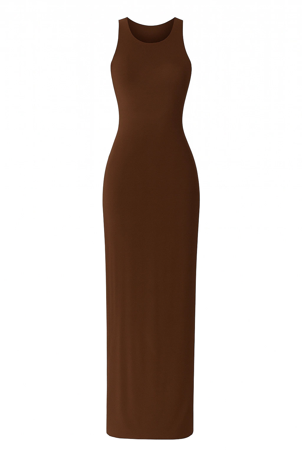 Vestido longo decote nadador - Marrom
