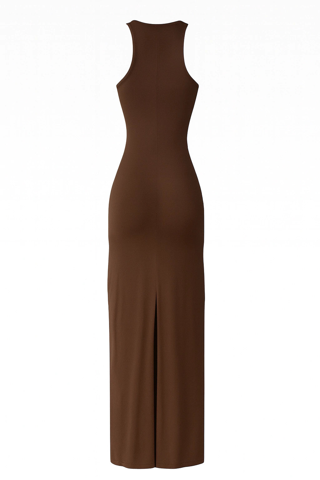Vestido longo decote nadador - Marrom