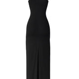 Vestido longo decote nadador - Preto