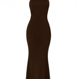 Vestido frente única - Marrom