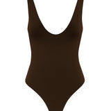 Body duplo decotado - Marrom