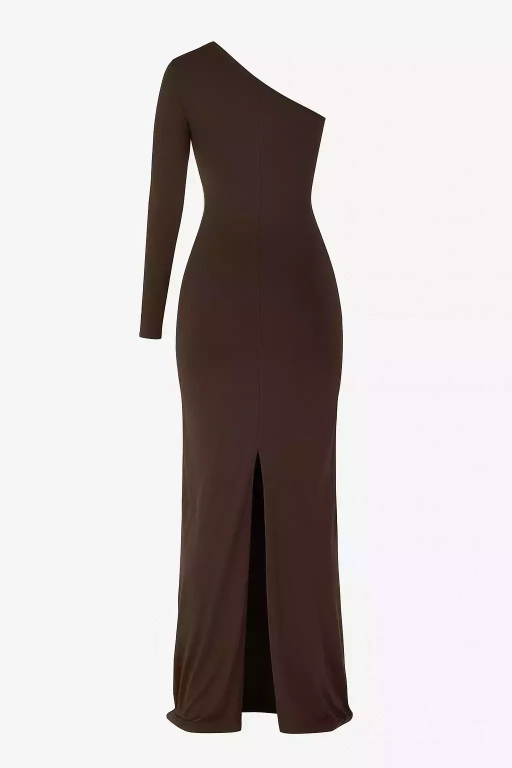 Vestido longo de um ombro só - Marrom