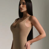 Body duplo decotado - Nude Escuro