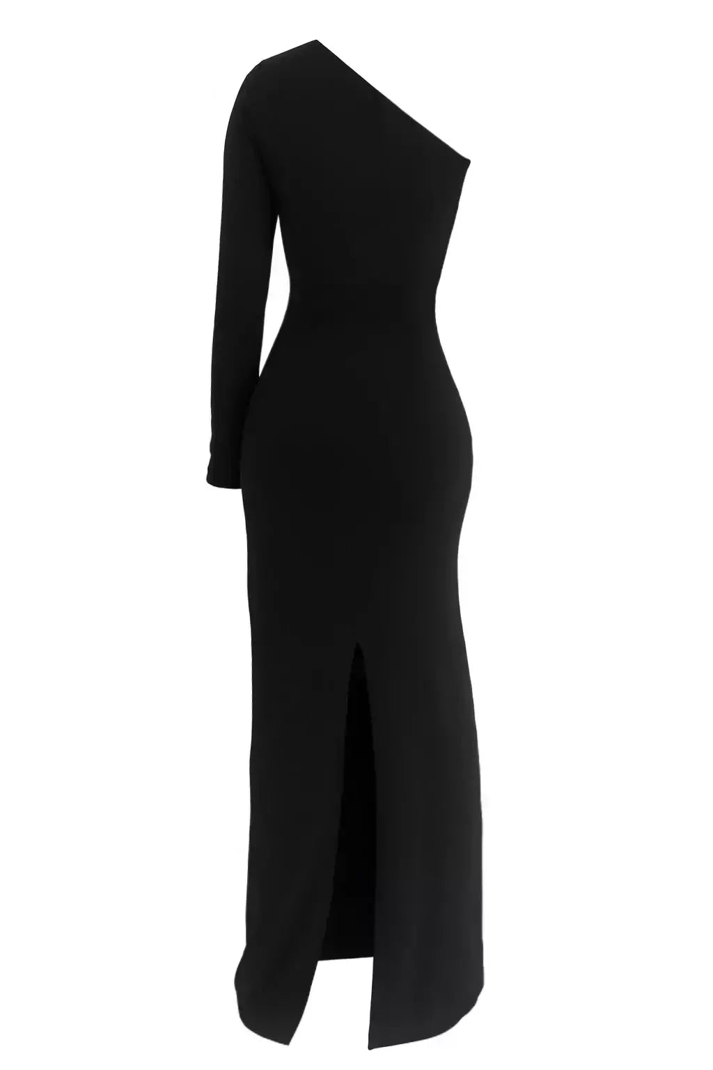Vestido longo de um ombro só - Preto