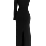 Vestido longo de um ombro só - Preto