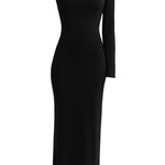 Vestido longo de um ombro só - Preto
