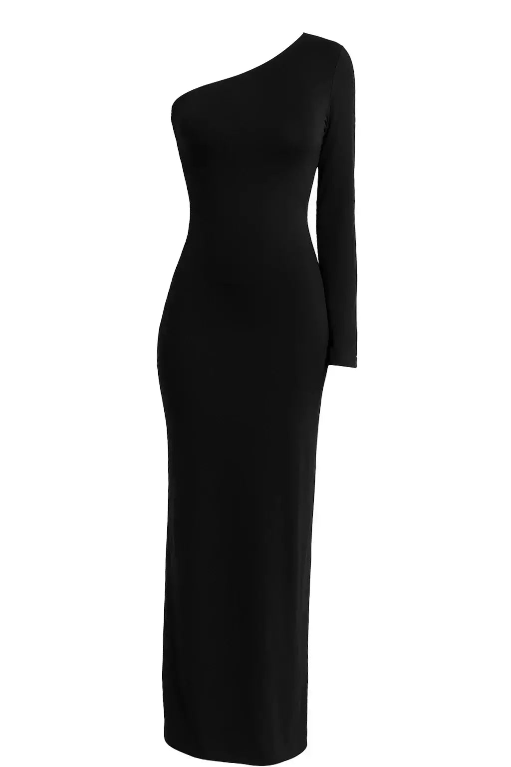 Vestido longo de um ombro só - Preto