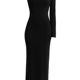 Vestido longo de um ombro só - Preto